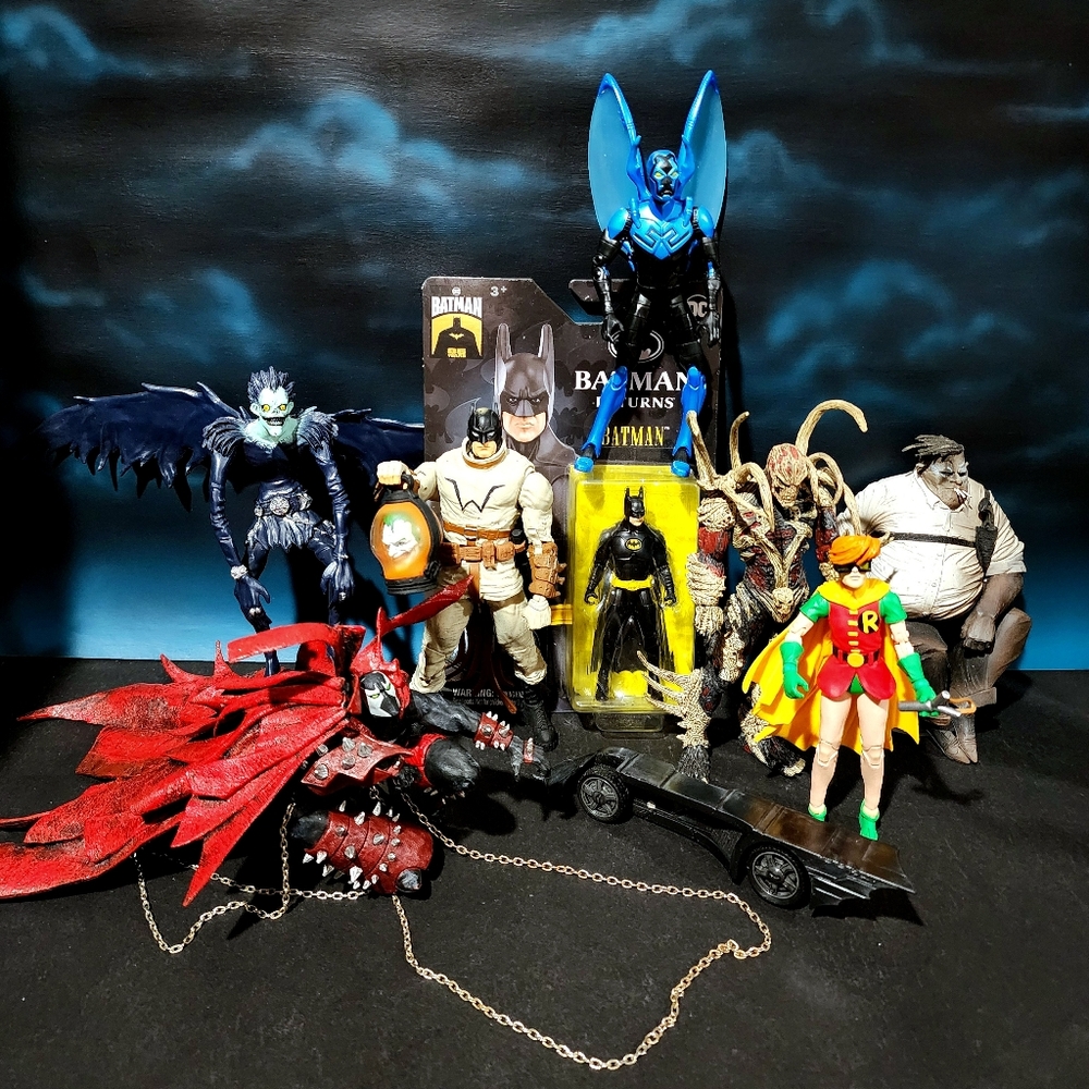 Batman Spawn Robin Blue Beetle Death Note DC Multiverse McFarlane Figure Toy Lot